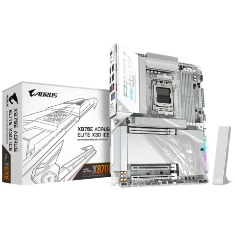 Placa Mãe Gigabyte X870e Aorus Elite X3d Ice Socket Am5 Ddr5 Atx PCie 5.0 RGB 4 Slots Memória 128GB Usb 3.2 Gen 2